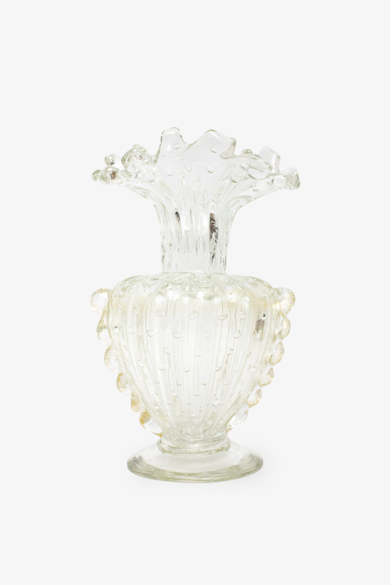 60’s Art Deco stijl Barovier & Toso Murano gegolfde bullicante vaas