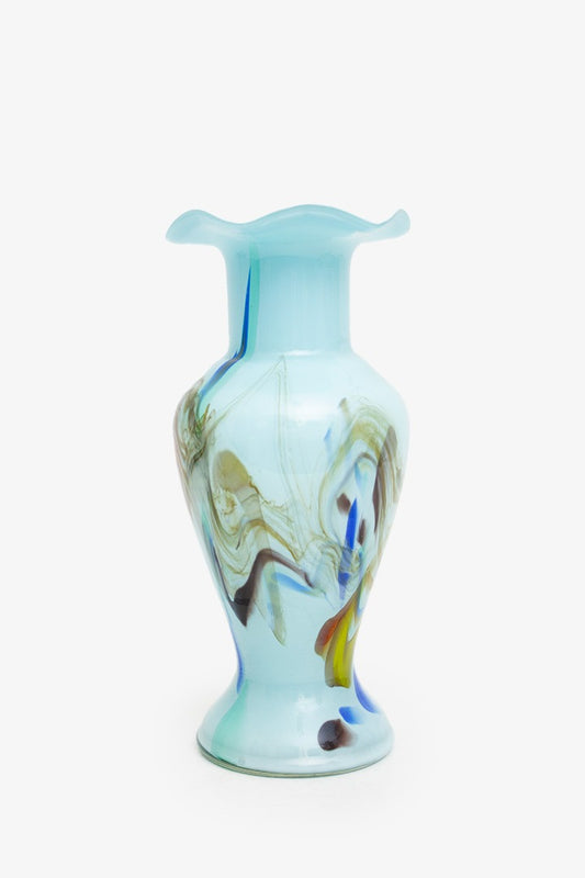 60’s Dalian Glass Co Murano vaas lichtblauw aquarel