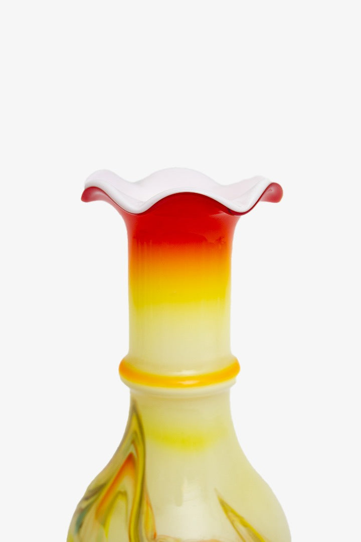 60’s Dalian Glass Co Murano vaasje geel oranje aquarel