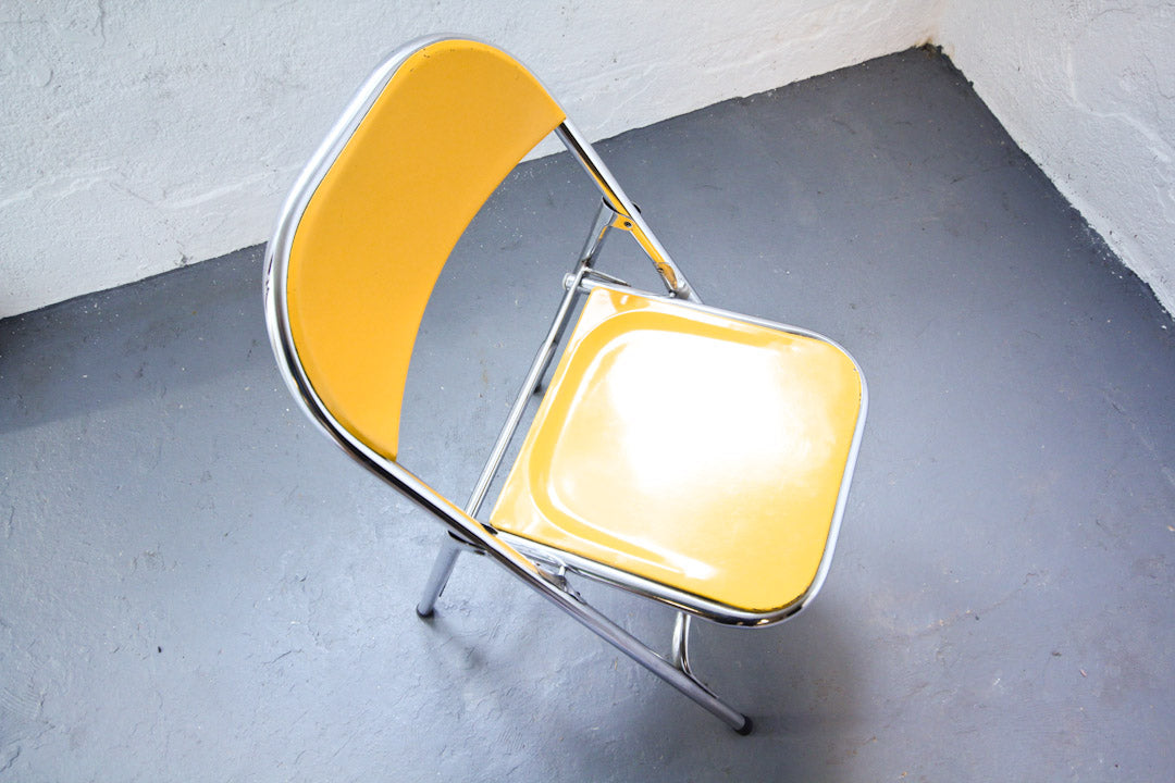 60s Gele metalen vintage opklapstoelen Samsonite