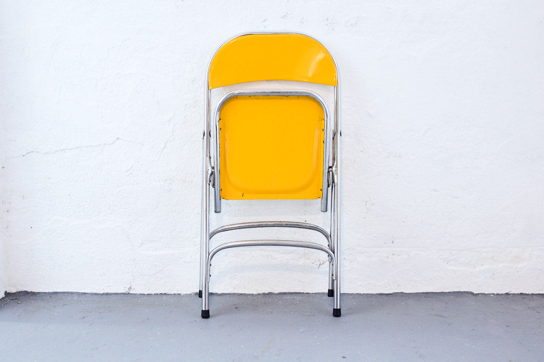60s Gele metalen vintage opklapstoelen Samsonite