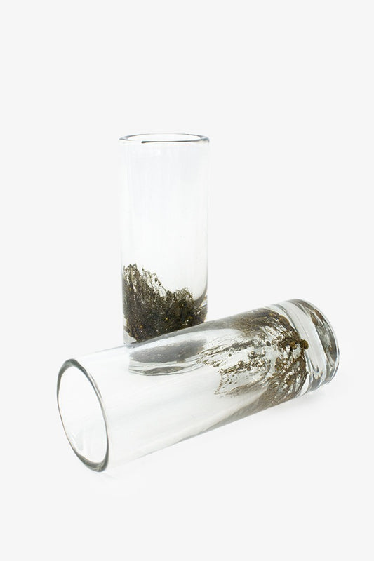 60’s Peill & Putzler glazen vaas met gouden bubbels