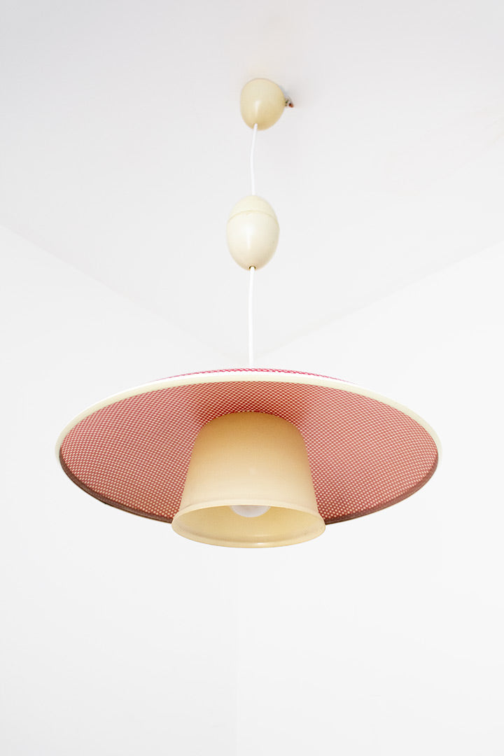 60s Rotaflex / Erco hanglamp rood met witte stippen