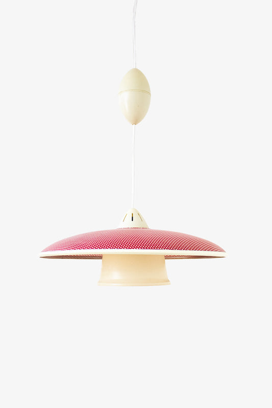 60s Rotaflex / Erco hanglamp rood met witte stippen