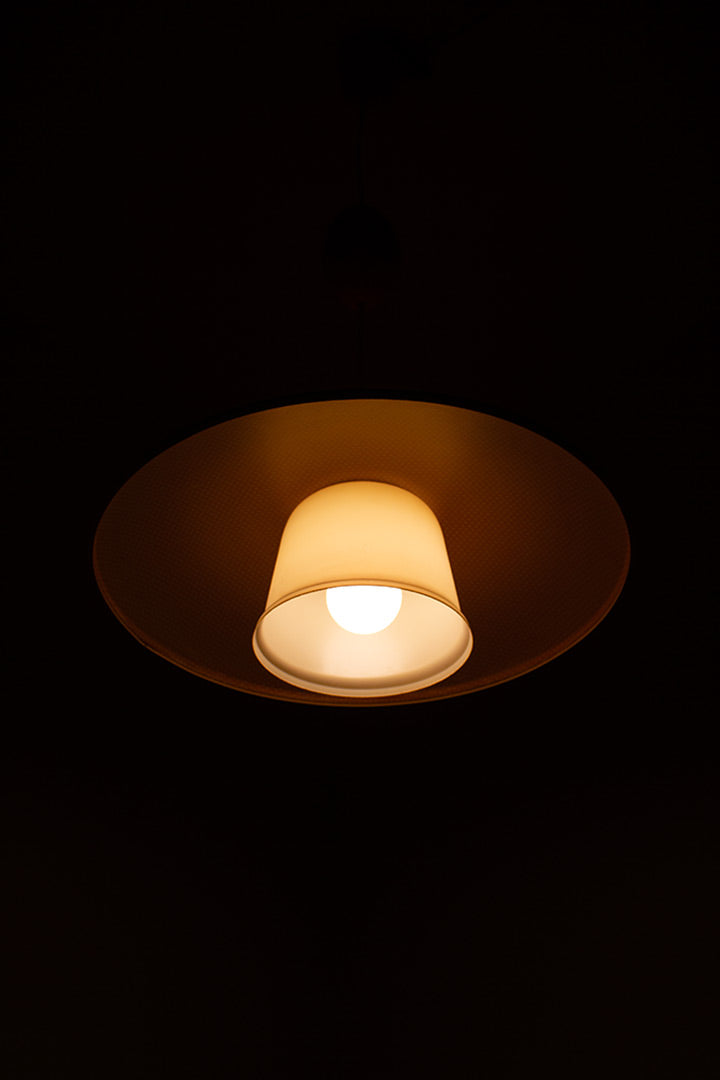 60s Rotaflex / Erco hanglamp rood met witte stippen