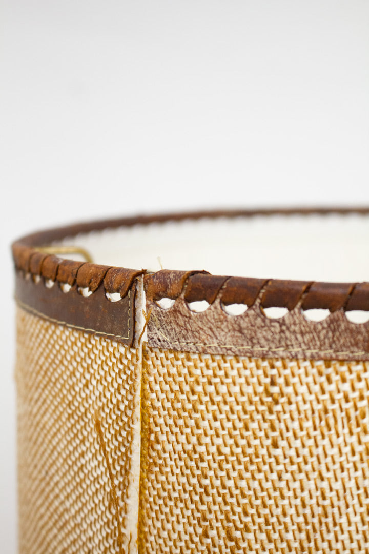 Keramieken tafellamp Walter Gerhards met bruine vintage kap