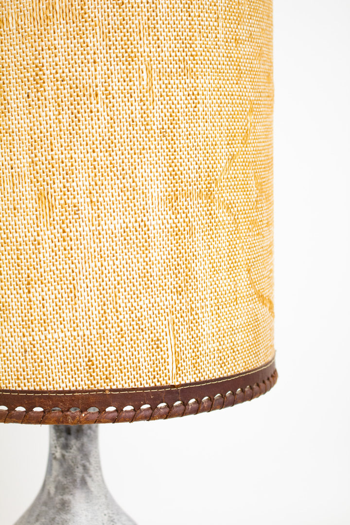 Keramieken tafellamp Walter Gerhards met bruine vintage kap