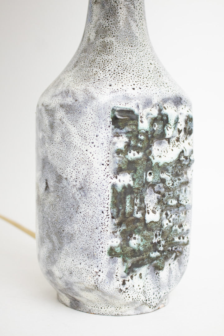 Keramieken tafellamp Walter Gerhards met bruine vintage kap