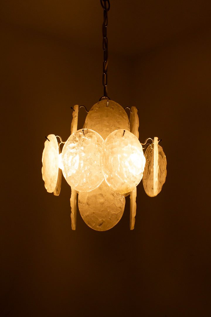 60s vintage hanglamp Frosted Ice Platen
