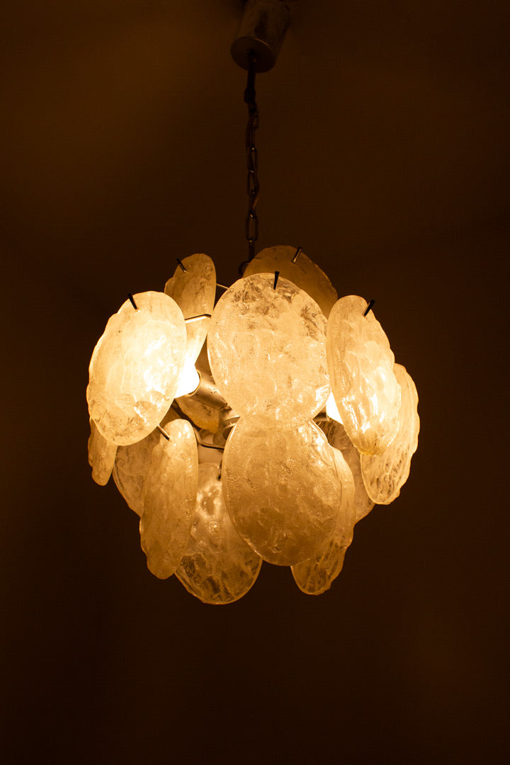 60s vintage hanglamp Frosted Ice Platen
