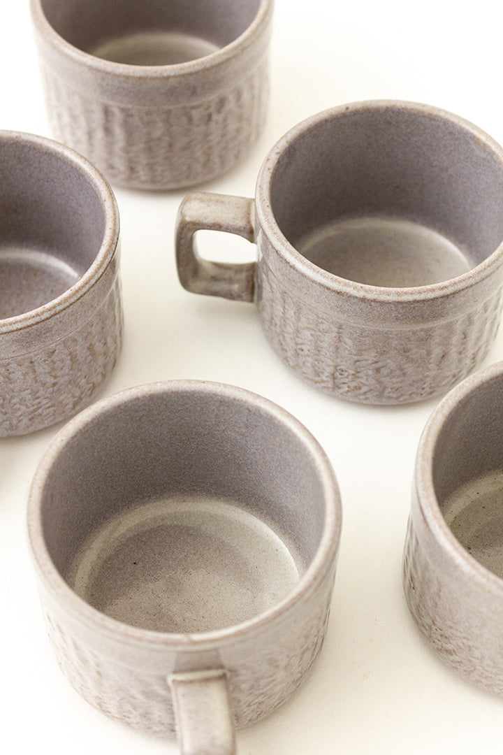 7-delig vintage koffieservies West-Germany bruingrijs geglazuurd