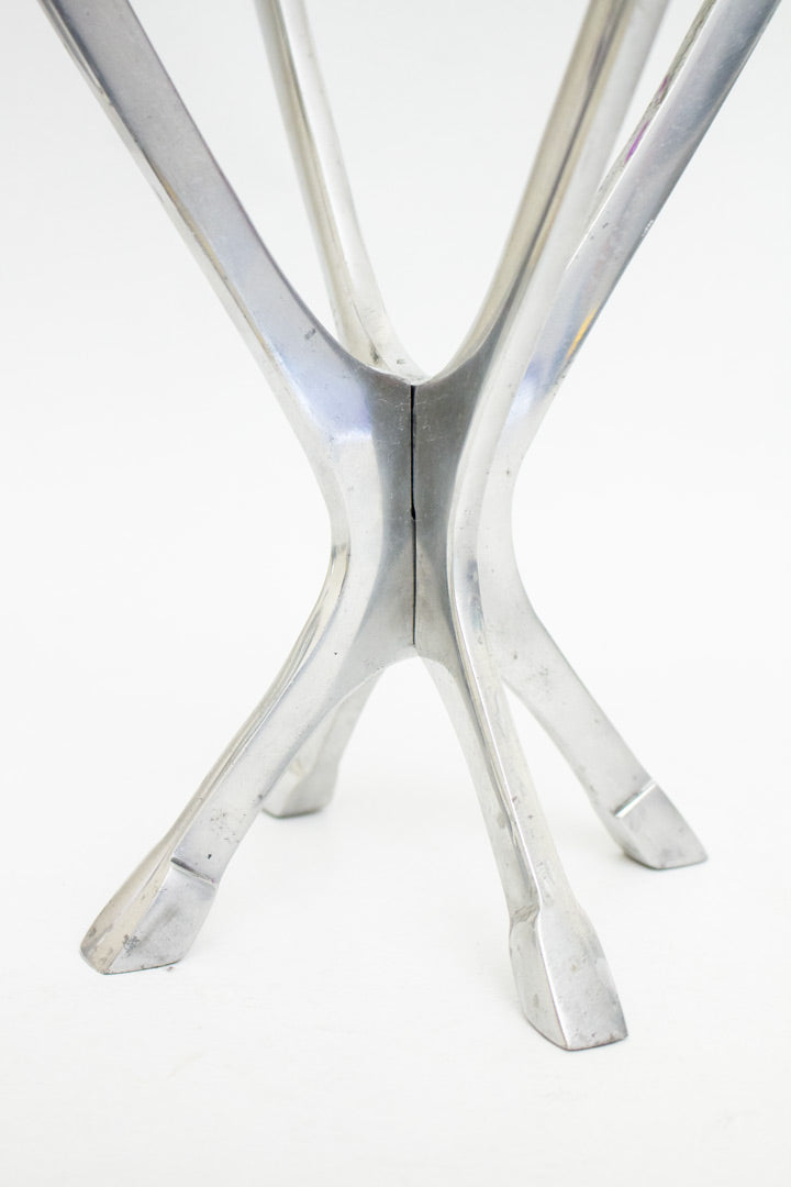 70s / 80s aluminium vierpoot vintage kandelaar