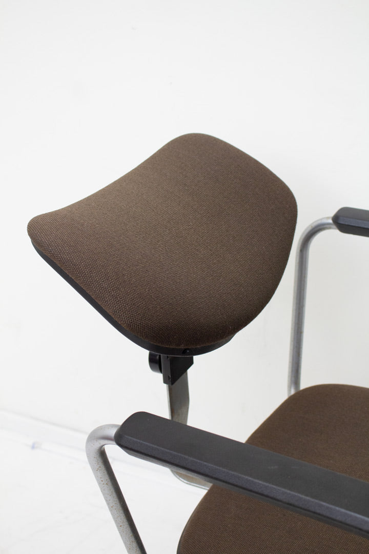 70s Gispen K7 bureaustoel met bruine originele bekleding