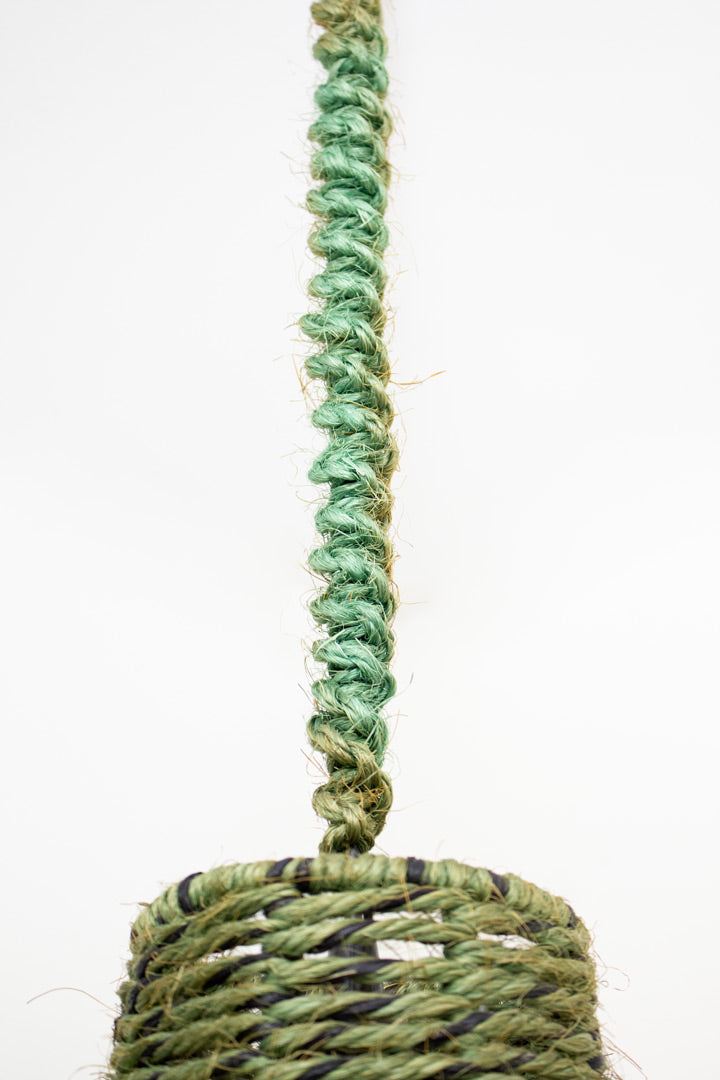 70's groene raffia hanglamp