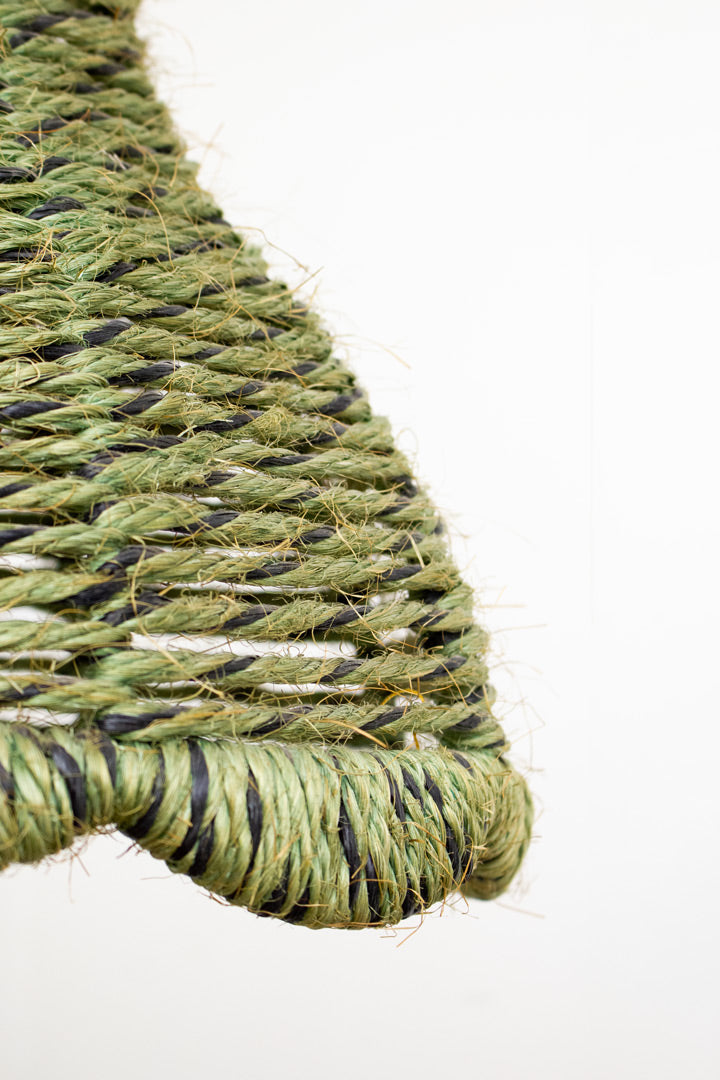 70's groene raffia hanglamp