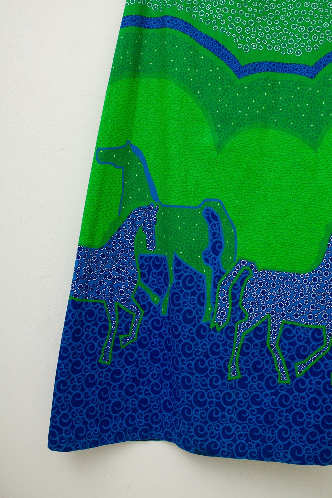 70’s groen blauwe zomerjurk Malia Honolulu