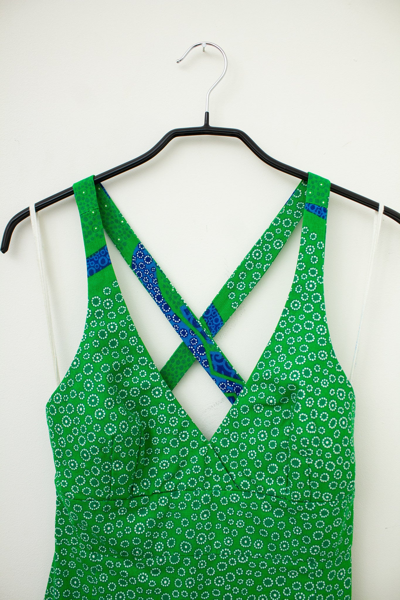 70’s groen blauwe zomerjurk Malia Honolulu