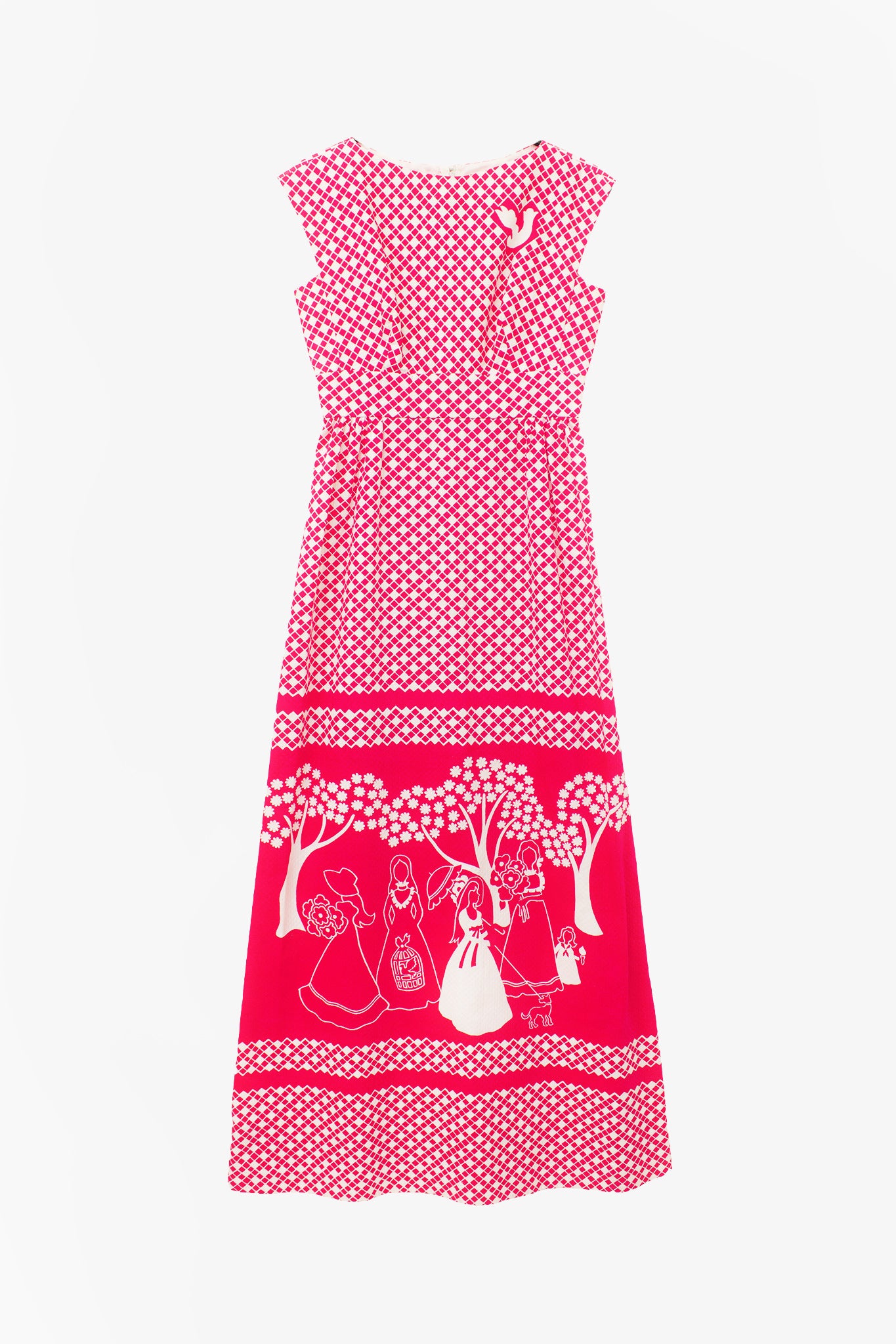 70’s roze witte jurk Malia Honolulu