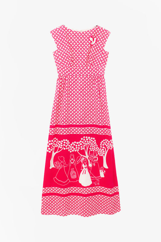 70’s roze witte jurk Malia Honolulu