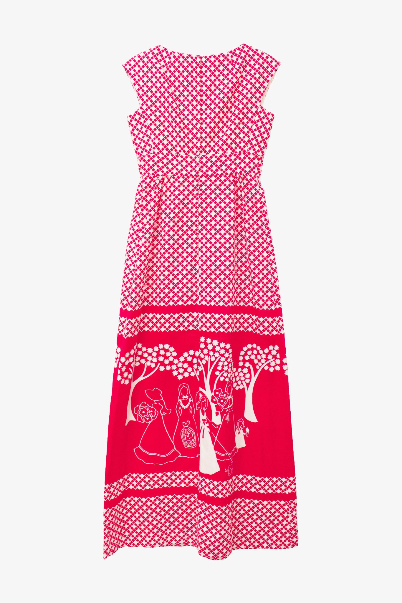 70’s roze witte jurk Malia Honolulu