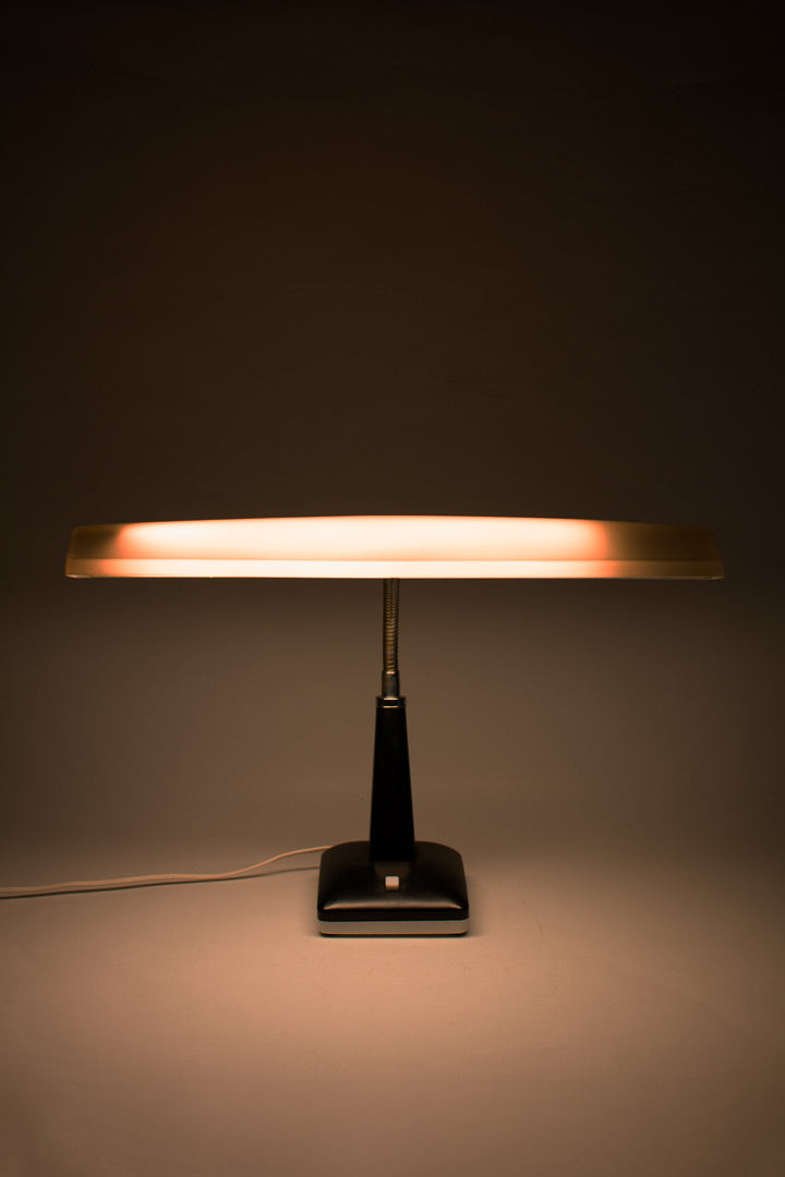 70s Leader langwerpige bureaulamp zwart / crème