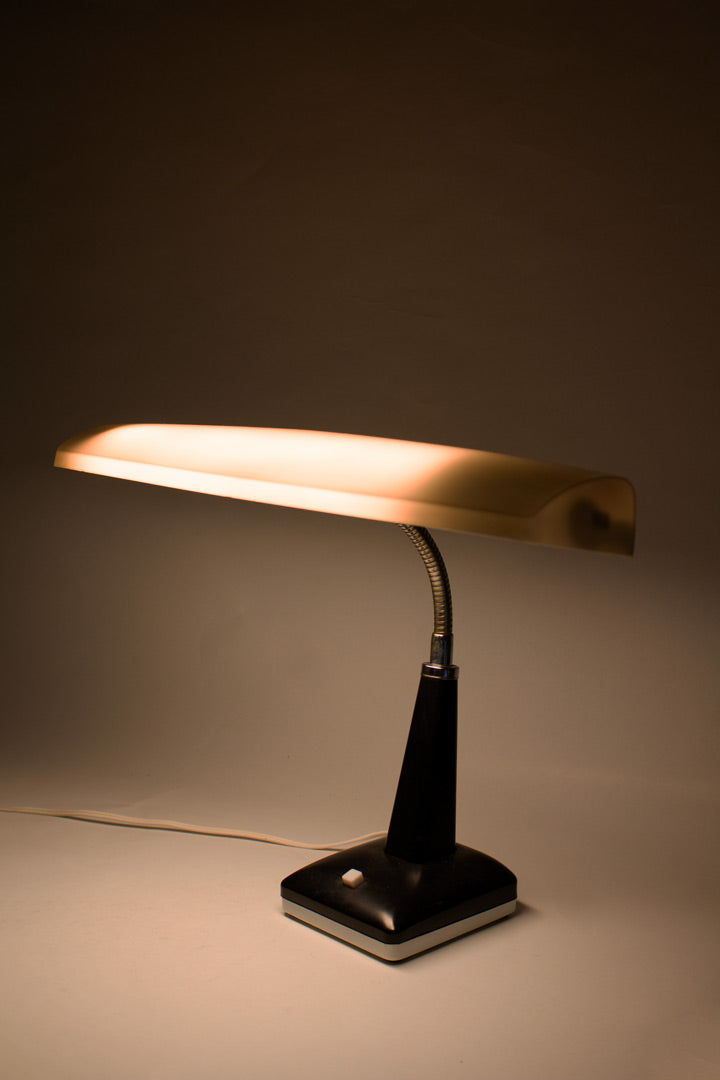 70s Leader langwerpige bureaulamp zwart / crème