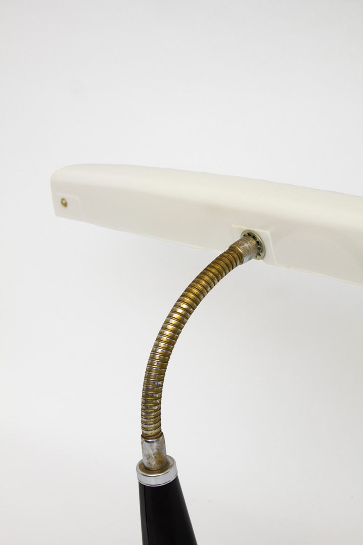 70s Leader langwerpige bureaulamp zwart / crème