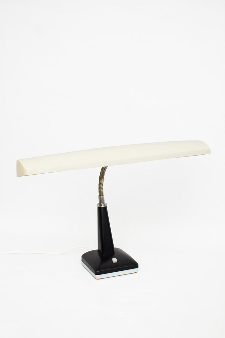 70s Leader langwerpige bureaulamp zwart / crème