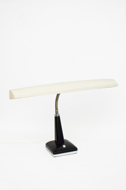 70s Leader langwerpige bureaulamp zwart / crème