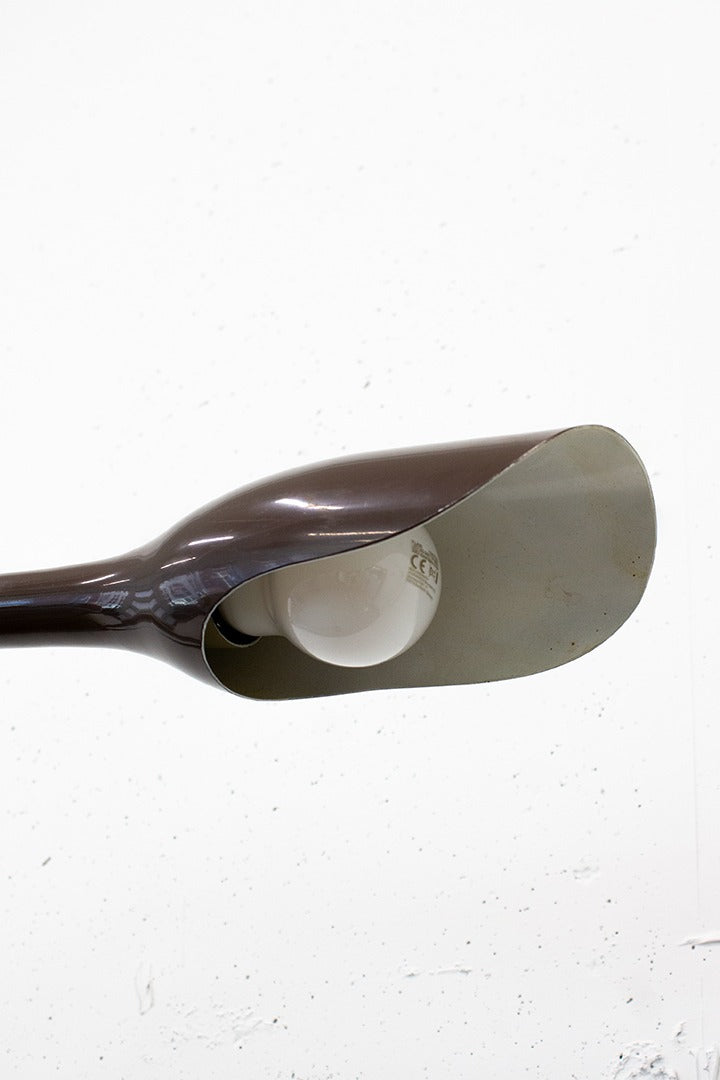 70s staande lamp met buigbare arm en bruine spot