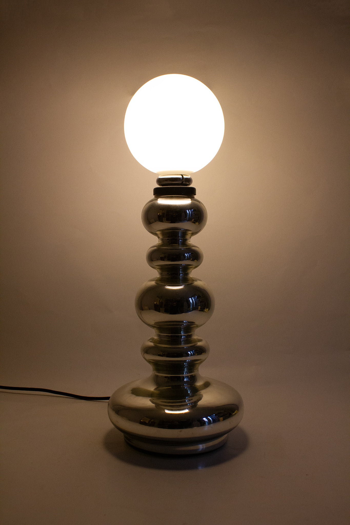 70’s vintage glazen chrome Space Age tafellamp 