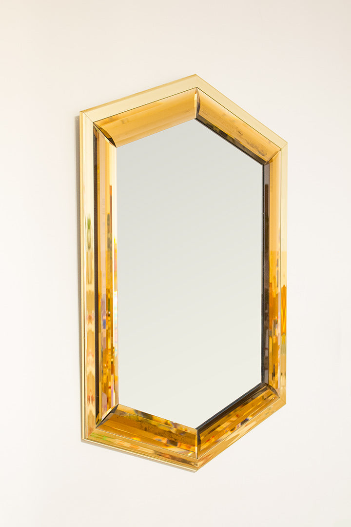 80s Art Deco spiegel Hexagon