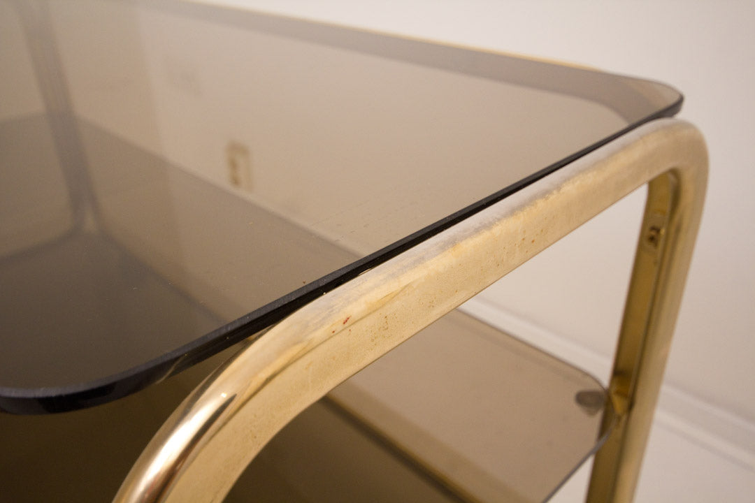 80s goudkleurige tv meubel