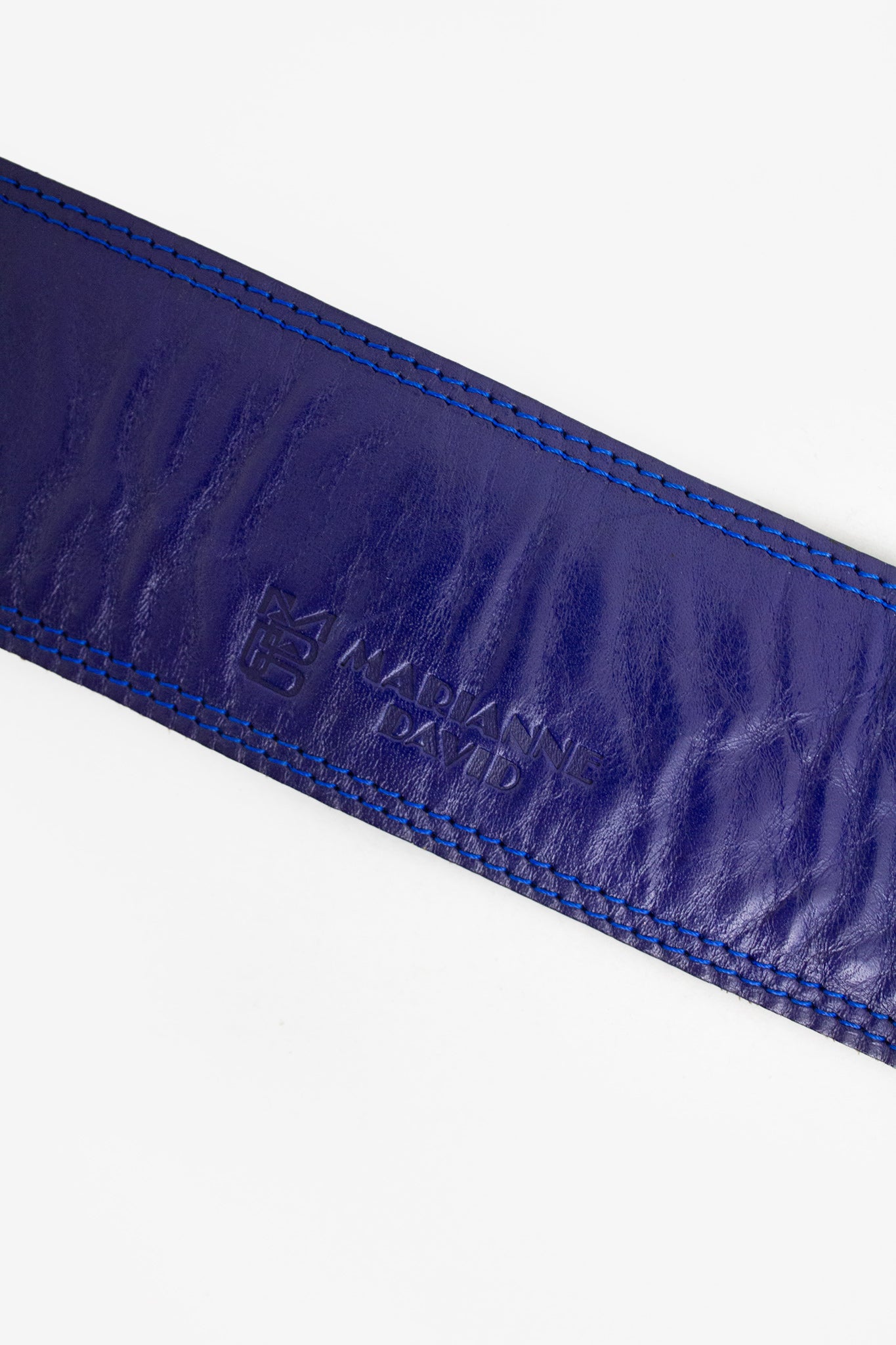 80’s leren riem met acryl vlakken Marianne David