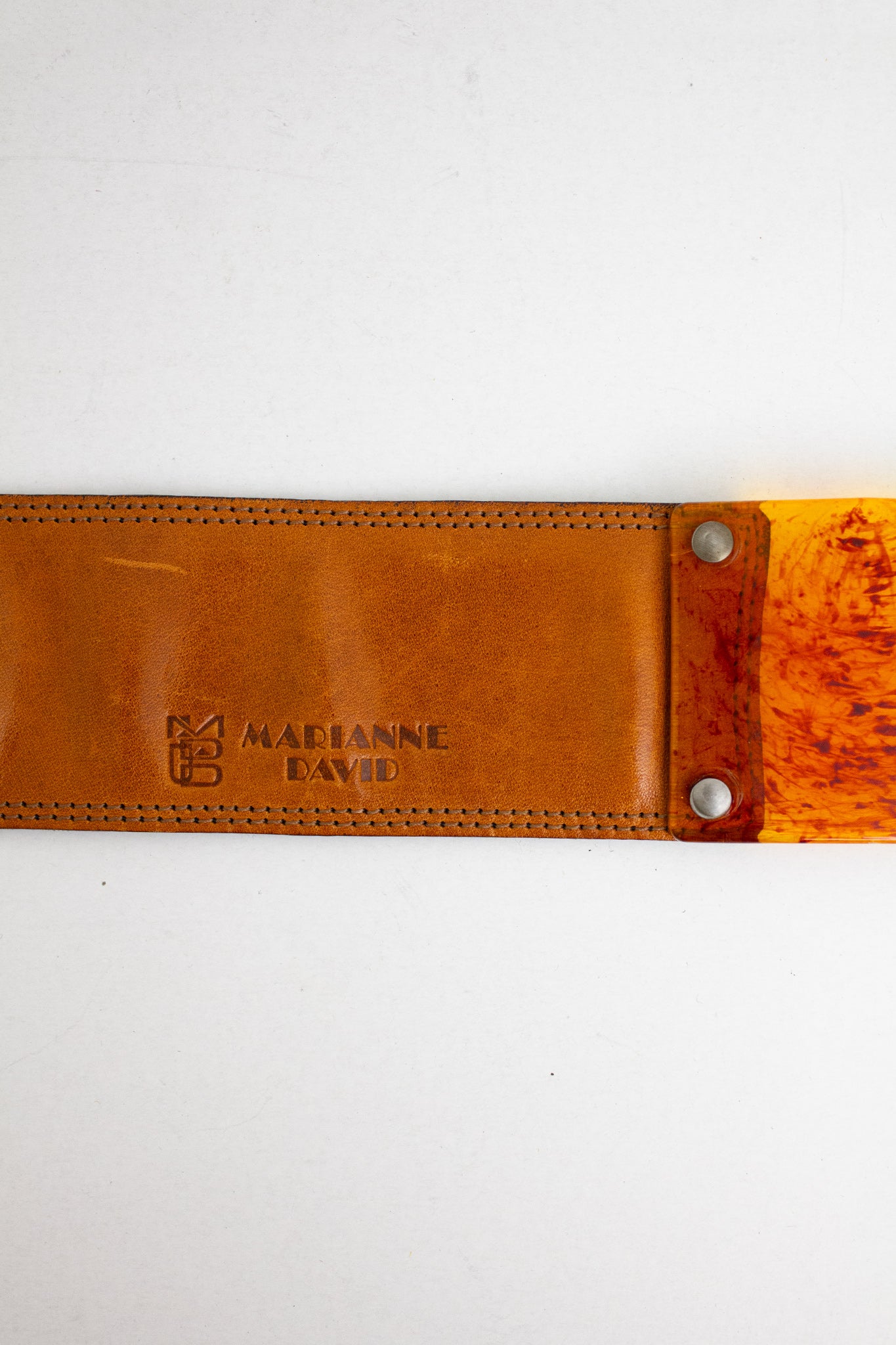 80’s leren riem met acryl vlakken Marianne David