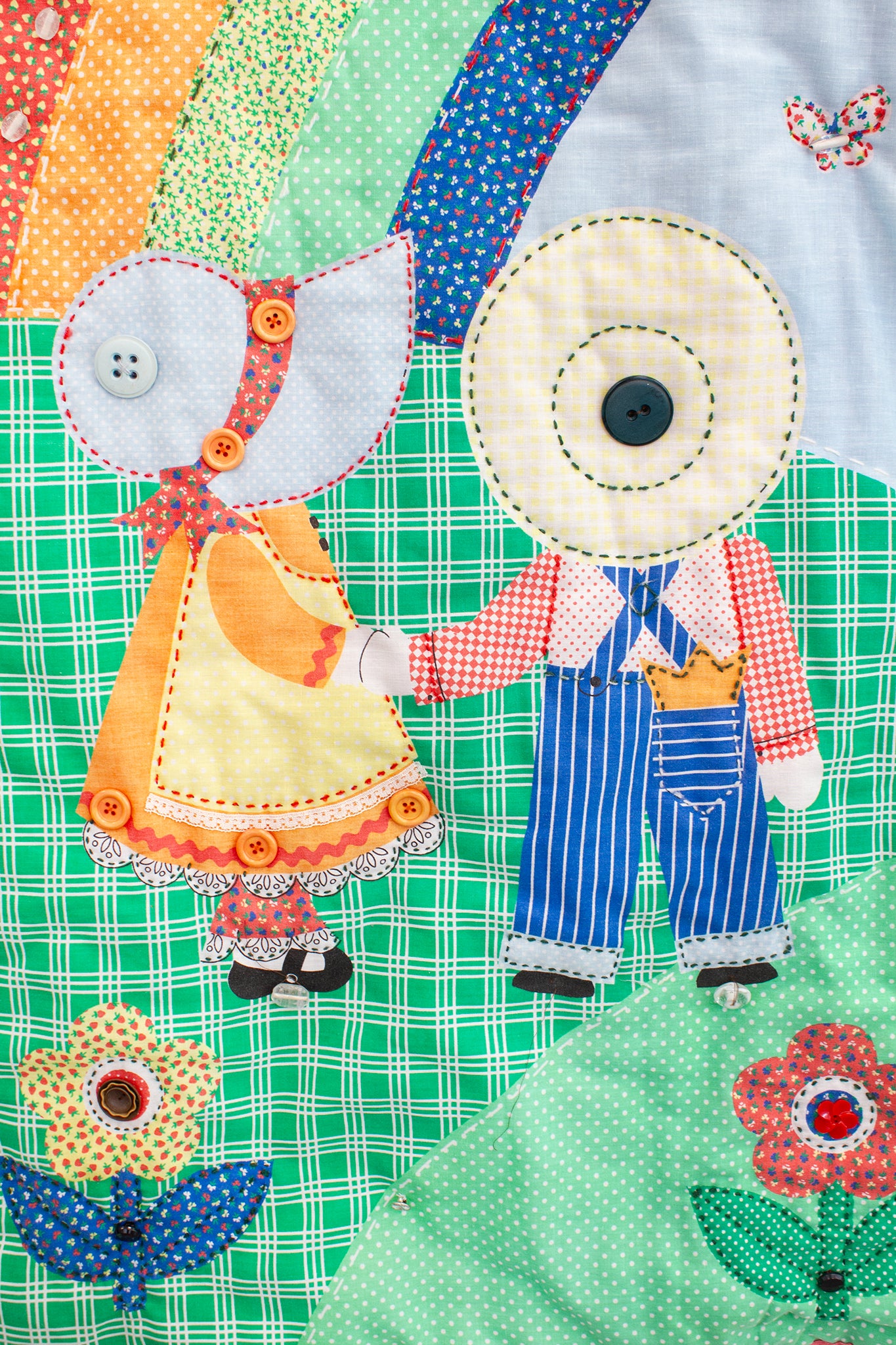 80s vintage wandkleed Sunbonnet Sue Overall Sam quilted