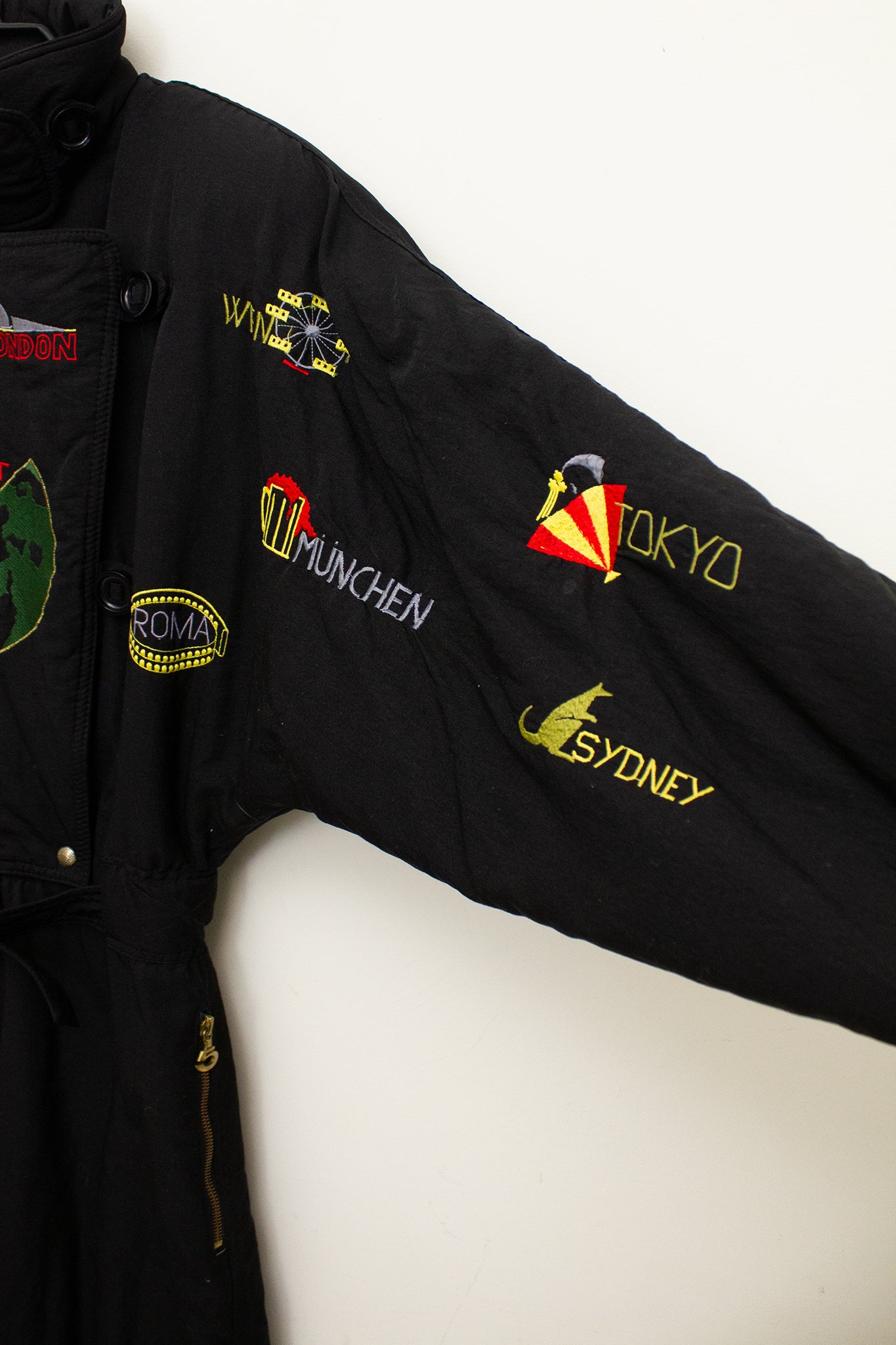 80’s vintage ski-pak wereldsteden met ceintuur