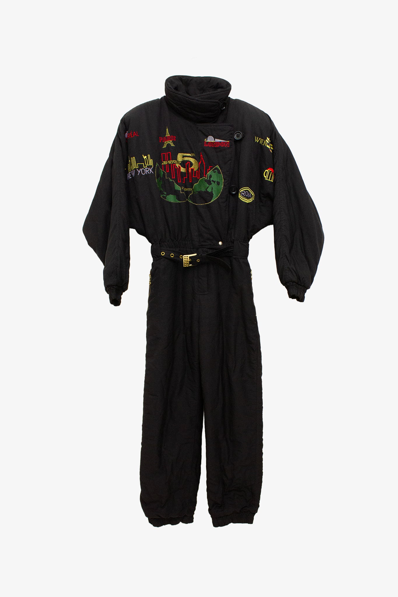 80’s vintage ski-pak wereldsteden met ceintuur