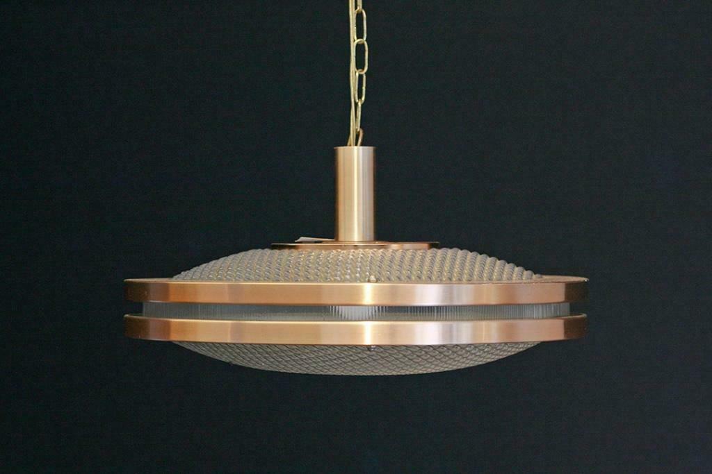 Koperkleurige hanglamp UFO retro vintage stijl rose goud