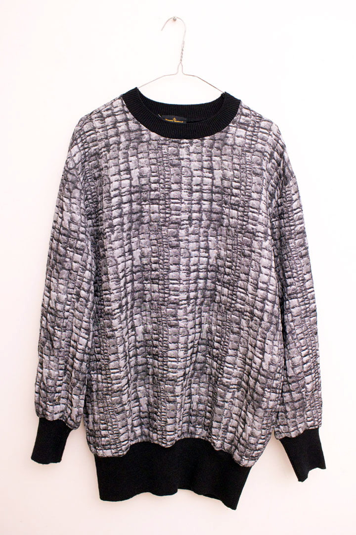 90s Vivienne Westwood Anglomania sweater met zilverkleurig textuur