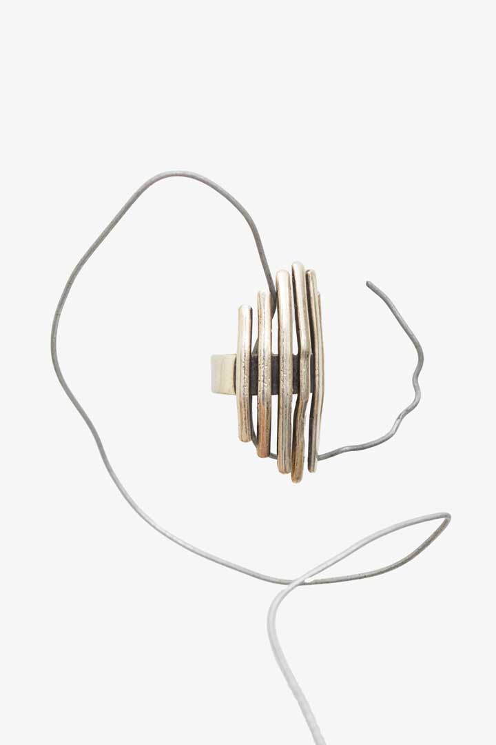 Vintage 925 zilveren ring met staken