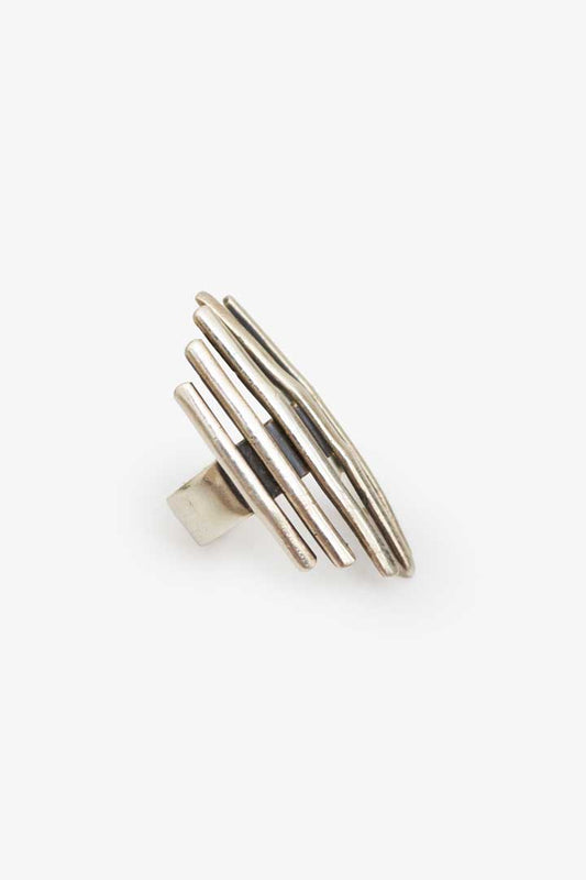 Vintage 925 zilveren ring met staken