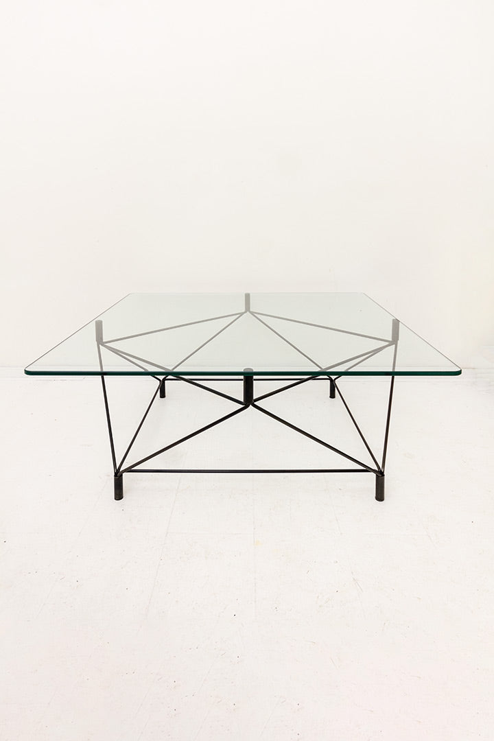Andreas Hansen x Eilersen vintage zwarte salontafel met glazen blad ‘spider’