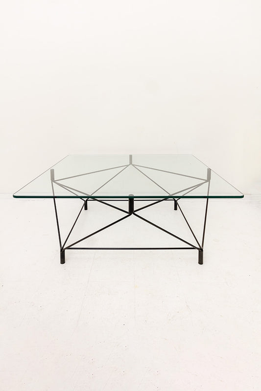 Andreas Hansen x Eilersen vintage zwarte salontafel met glazen blad ‘spider’