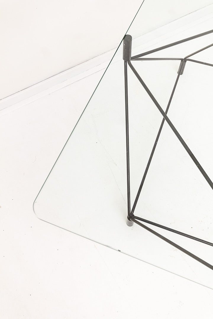 Andreas Hansen x Eilersen vintage zwarte salontafel met glazen blad ‘spider’