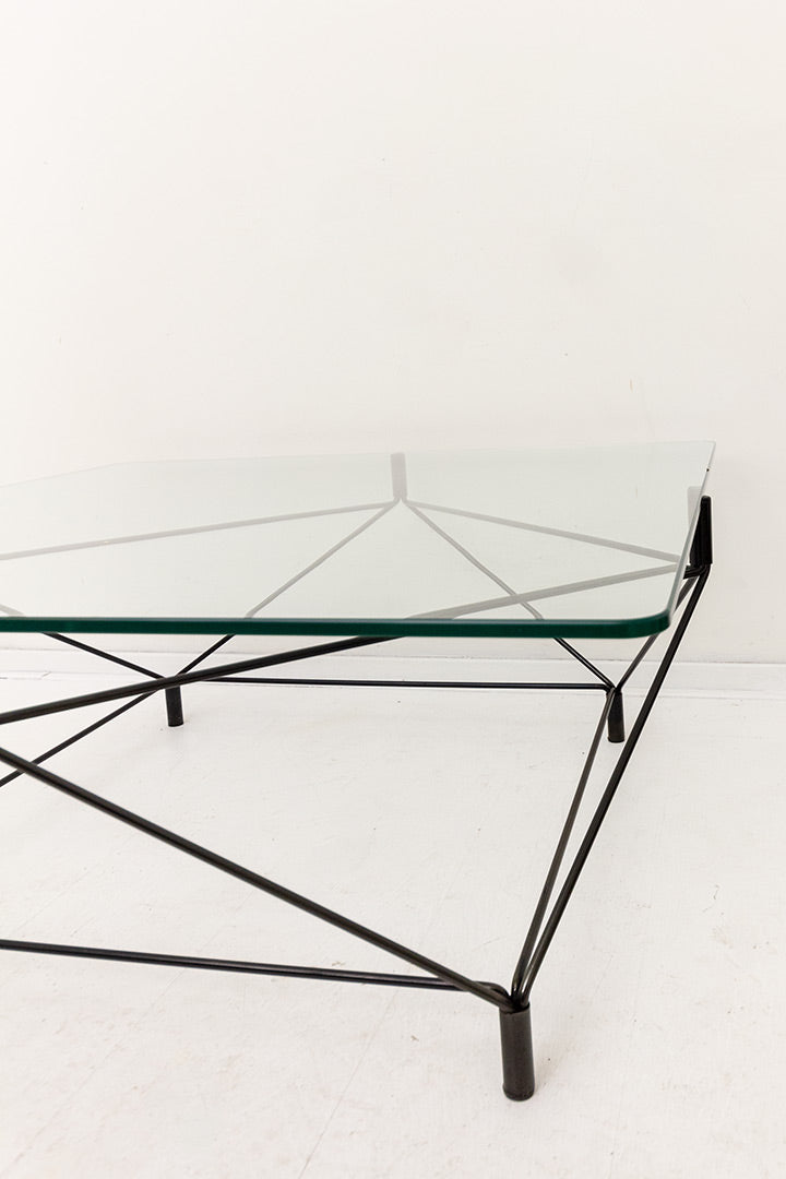 Andreas Hansen x Eilersen vintage zwarte salontafel met glazen blad ‘spider’
