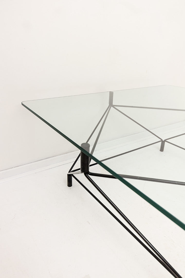 Andreas Hansen x Eilersen vintage zwarte salontafel met glazen blad ‘spider’