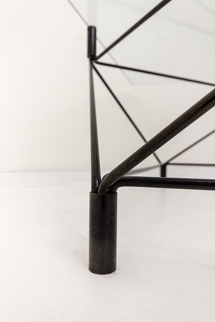 Andreas Hansen x Eilersen vintage zwarte salontafel met glazen blad ‘spider’