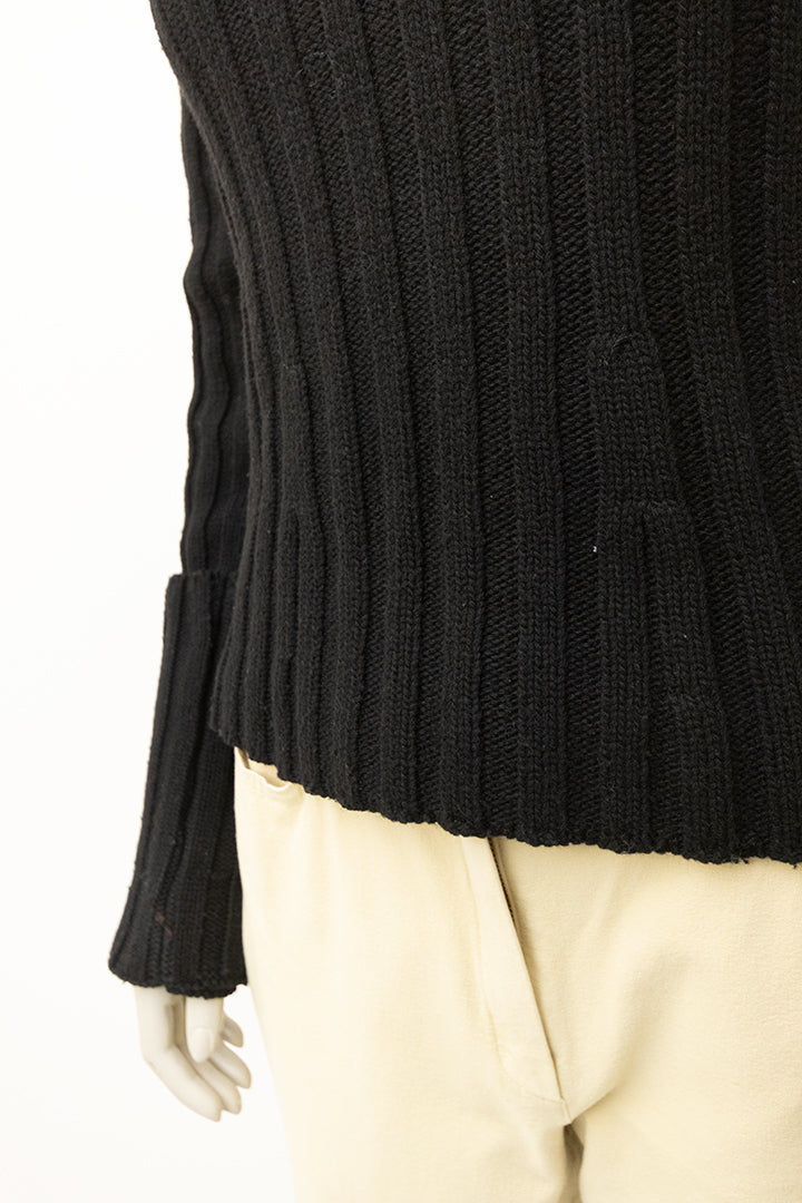 Ann Demeulemeester zwarte gebreide coltrui met extra lange mouwen