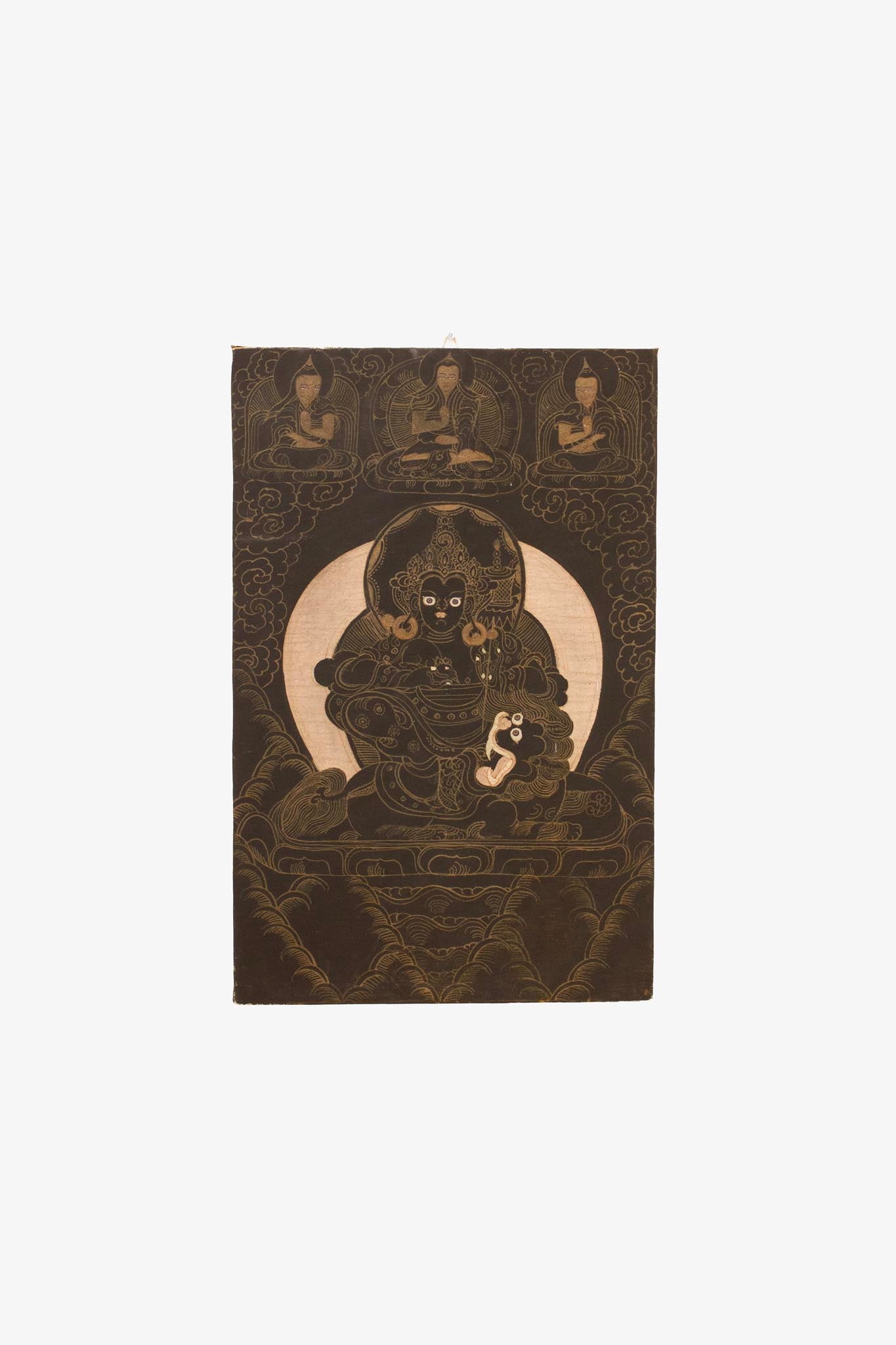 Antiek Tibetaans Boeddhistische thangka/ doek Simhanada Manjushri